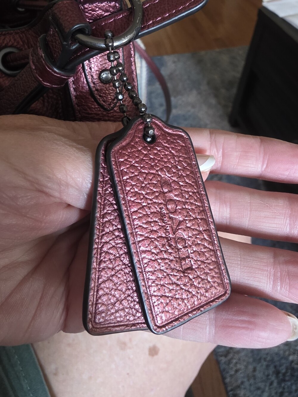 Coach "Baby Mickie" Metallic Garnet Red Drawstring  Bucket Bag - Picture 10 of 10